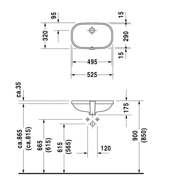 DURAVIT D-CODE LAVABO BAJO ENCIMERA - Imagen 2