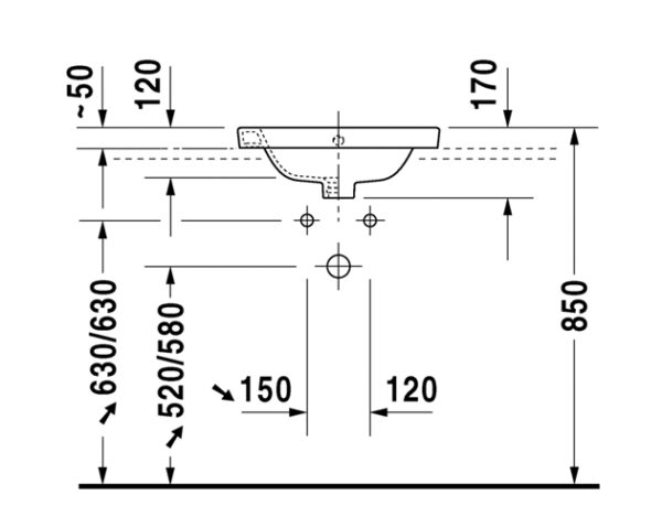 LAVABO EMPOTRADO 480mm STARCK-2 DURAVIT