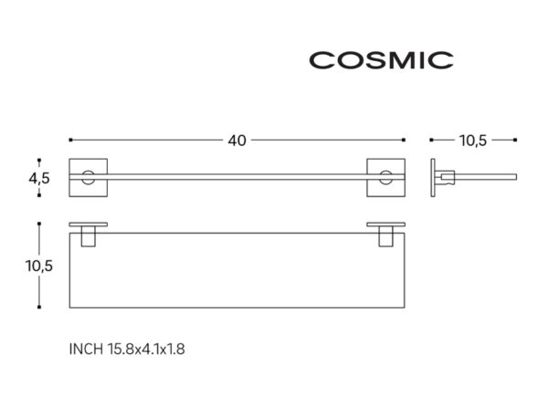COSMIC STICK ESTANTE VIDRIO 40cm CROMO - Imagen 5