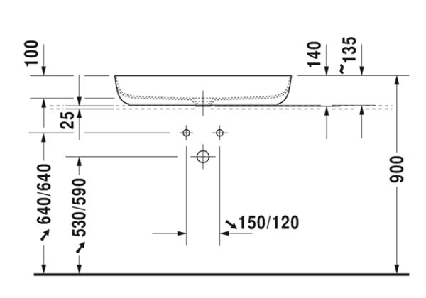 LAVABO SOBRE ENCIMERA 80x40 LUV DURAVIT