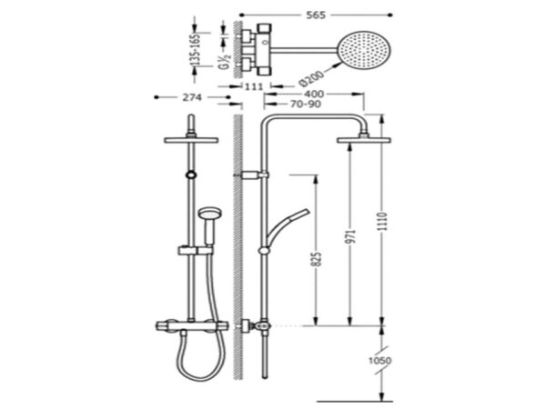COLUMNA DUCHA TERMOSTATICA TRES