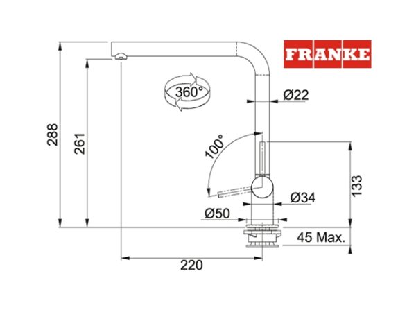 MONOMANDO COCINA ABATIBLE NEPTUNE STYLE FRANKE