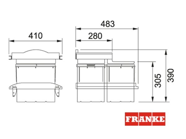 CONTENEDOR RESIDUOS TROLLEY VARIO 45cm FRANKE