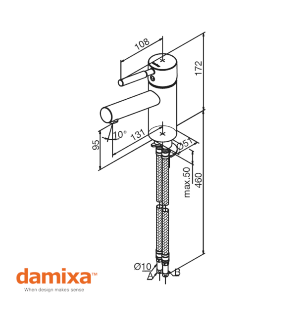 MONOMANDO LAVABO MERKUR DAMIXA MEDIDAS