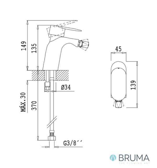 MEDIDAS MONOMANDO BIDE SPRING BRUMA