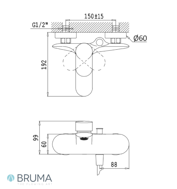 MEDIDAS MONOMANDO BAÑO DUCHA SPRING BRUMA