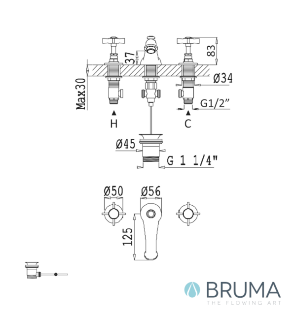 BATERIA AMERICANA LAVABO 1953 BRUMA