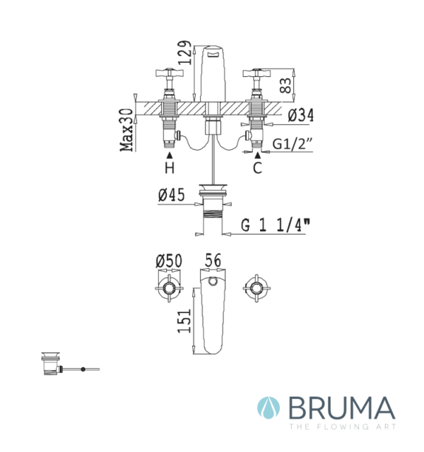 MEDIDAS BATERIA AMERICANA LAVABO 1953 BRUMA