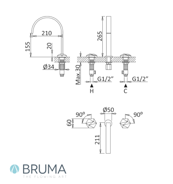 MEDIDAS BATERIA AMERICANA LAVABO UTOPIA BRUMA