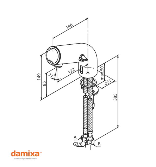 MEZCLADOR DE LAVABO ELECTRONICO FREE DAMIXA CON CONTROL TEMPERATURA