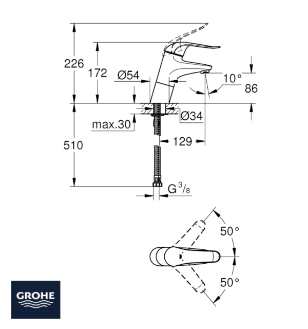 MONOMANDO LAVABO GERONTOLOGICO EUROECO GROHE