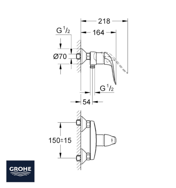 MONOMANDO DUCHA GERONTOLOGICO MURAL EUROECO GROHE