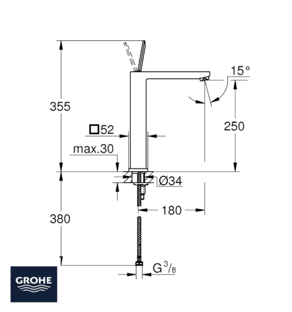 MEDIDAS MONOMANDO LAVABO TAMAÑO XL EUROCUBE JOY GROHE