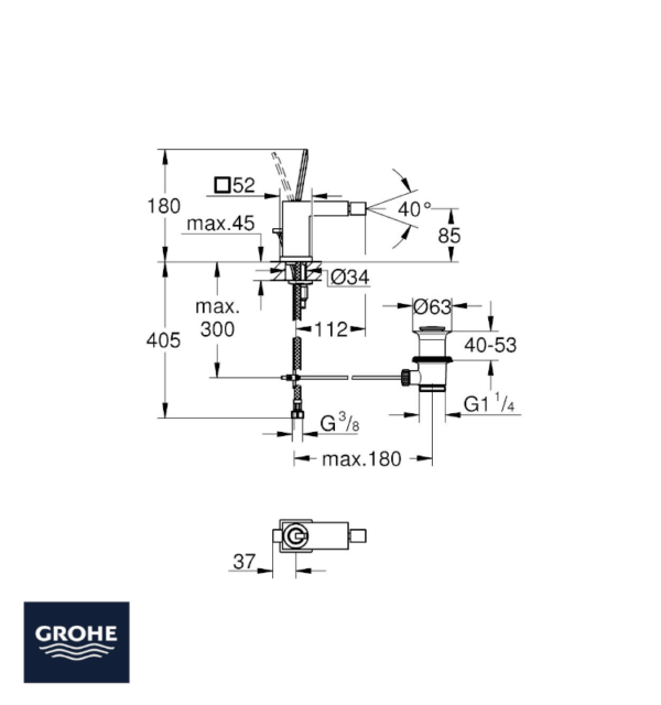 MEDIDAS MONOMANDO BIDE EUROCUBE JOY GROHE