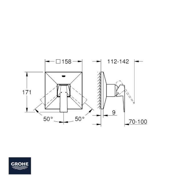 MEDIDAS MONOMANDO DUCHA EMPOTRADO ALLURE BRILLIANT GROHE