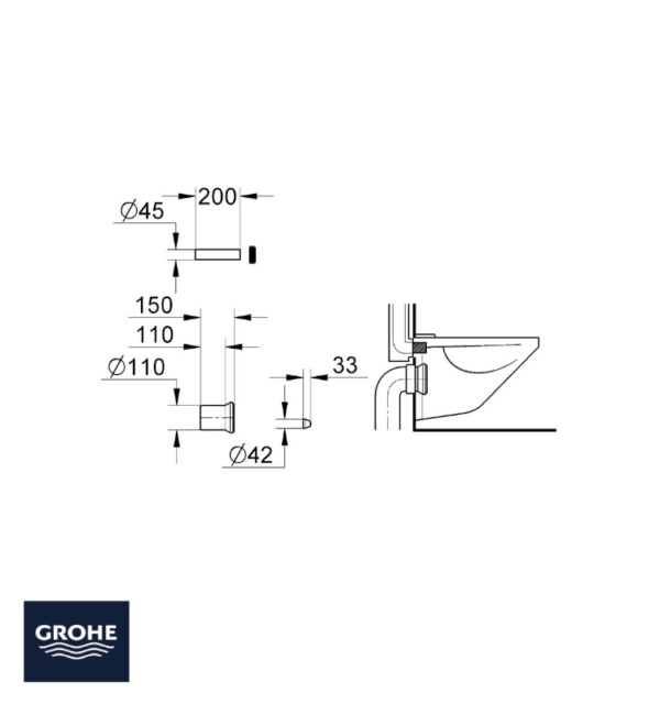 MEDIDAS ACCESORIOS DE DESCARGA Y DESAGÜE GROHE