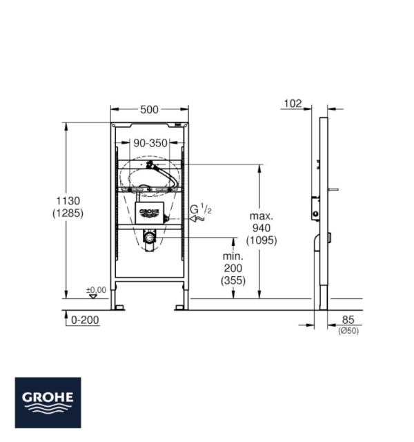 MEDIDAS MODULO URINARIO SENSOR TEMPERATURA RAPID SL GROHE