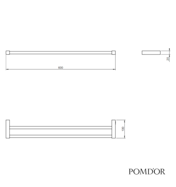 TOALLERO LAVABO DOBLE 60cm METRIC POM D'OR