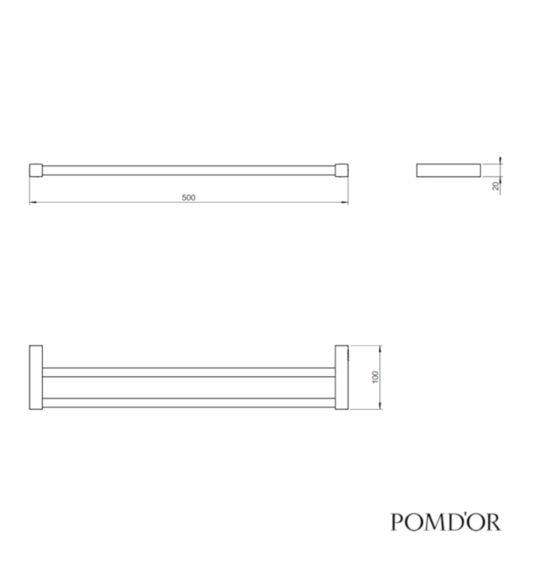 MEDIDAS TOALLERO DOBLE 50cm METRIC POM DOR