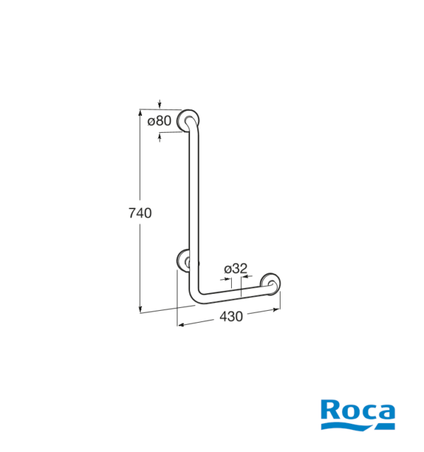 MEDIDAS ASA ANGULAR BAÑO BLANCA ACCESS COMFORT ROCA