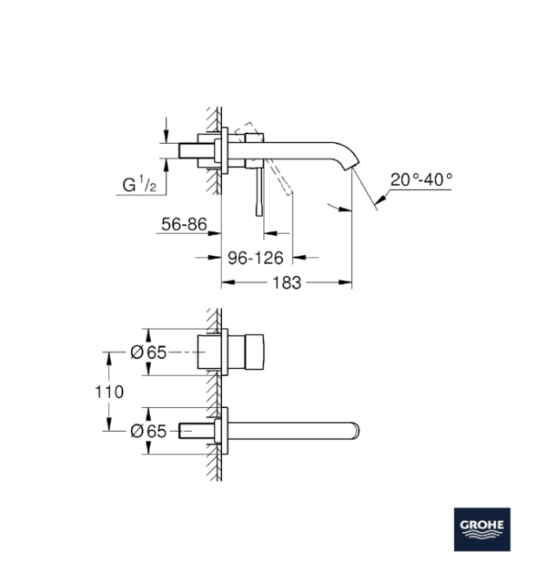 MEDIDAS MONOMANDO LAVABO MURAL ESSENCE GROHE