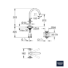 MEDIDAS MONOBLOCK LAVABO ATRIO GROHE