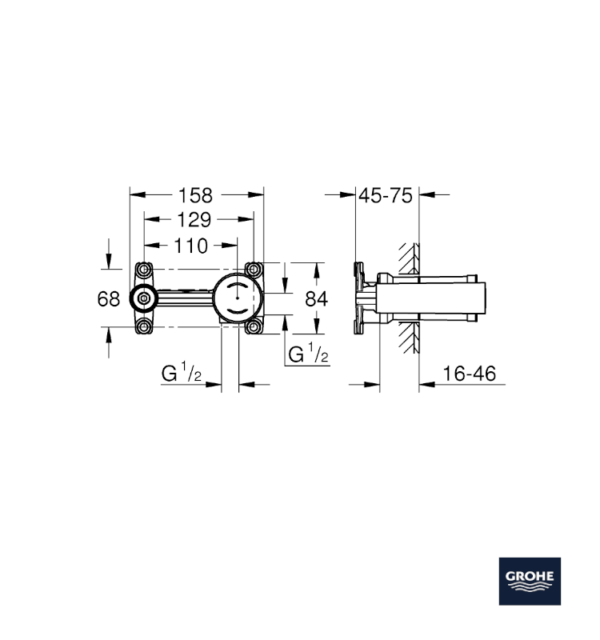 MEDIDAS CUERPO EMPOTRADO UNIVERSAL GROHE