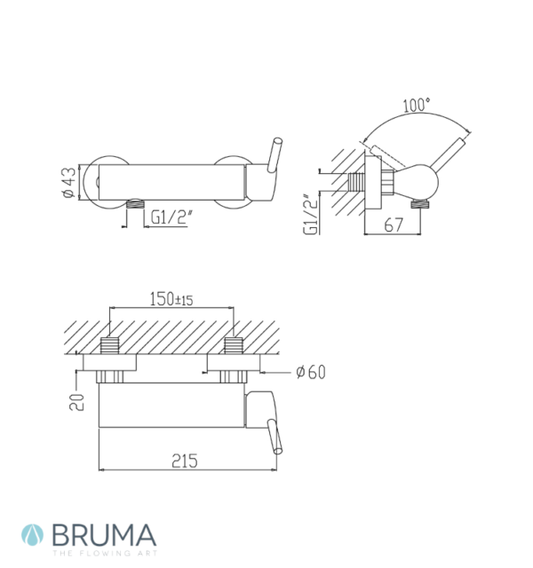 MEDIDAS MONOMANDO DUCHA INFANTE BRUMA