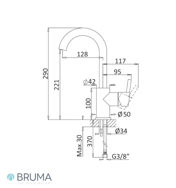 MEDIDAS MONOMANDO LAVABO CAÑO GIRATORIO INFANTE BRUMA