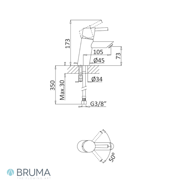 MEDIDAS MONOMANDO LAVABO INFANTE BRUMA