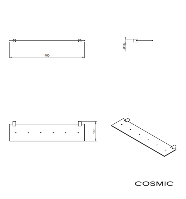 MEDIDAS ESTANTE 40cm INOX LOGIC COSMIC