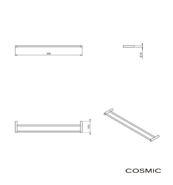 MEDIDAS TOALLERO BARRA DOBLE LOGIC COSMIC