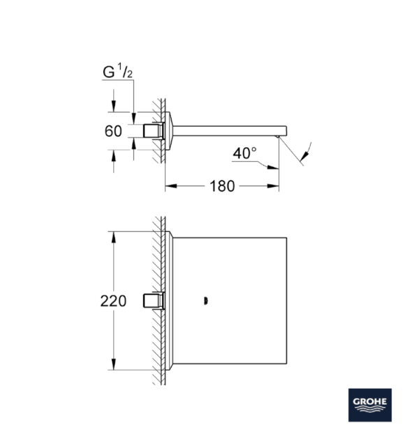 MEDIDAS CAÑO BAÑERA CON CASCADA ALLURE BRILLIANT GROHE