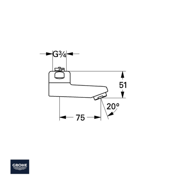 MEDIDAS CAÑO GIRATORIO 75mm GROHE