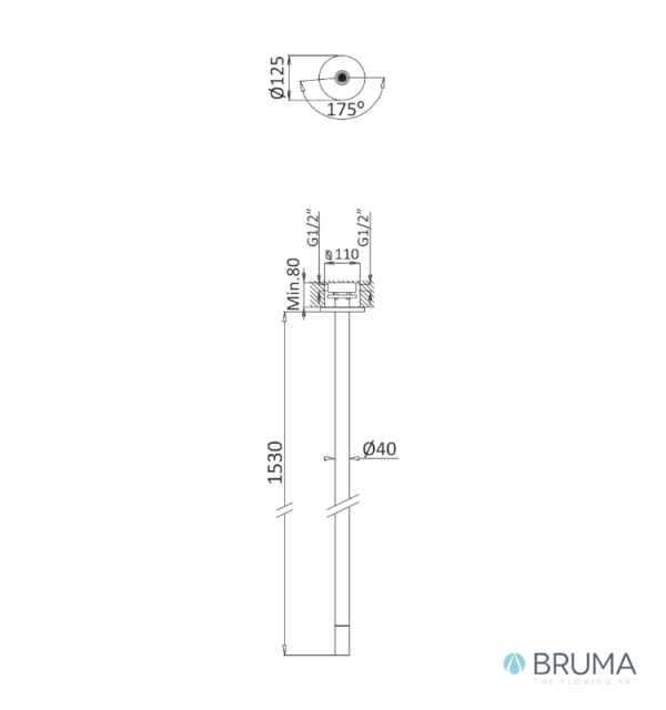 MEDIDAS MEZCLADOR LAVABO PROGRESIVO AL TECHO 1.5m LUSITANO BRUMA