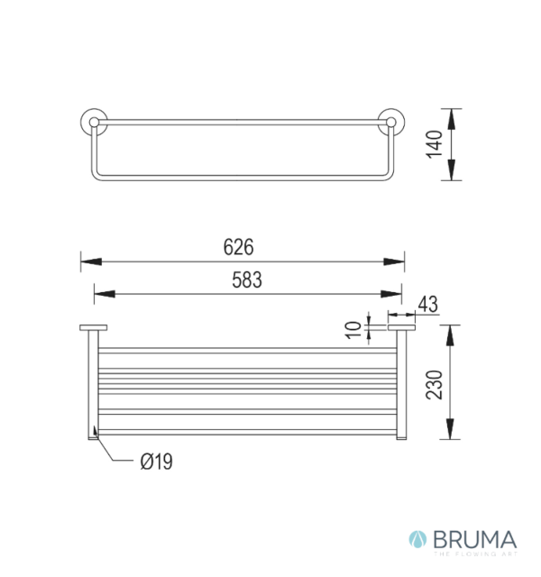 MEDIDAS ESTANTE TOALLERO 600mm ENIGMA BRUMA