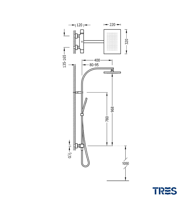 Ducha ECO‑TERM termostática Tres - Ref.190186