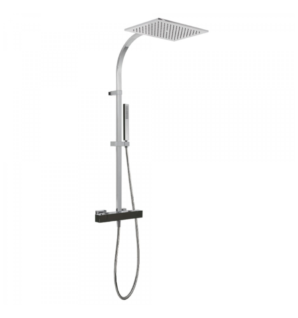 CONJUNTO DUCHA TERMOSTATICA SLIM EXCLUSIVE TRES GRIFERIA NEGRO CROMO