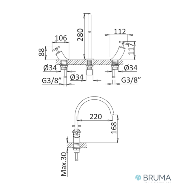 MEDIDAS BATERIA AMERICANA LAVABO HERA BRUMA