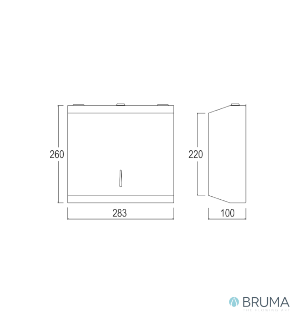 MEDIDAS DISPENSADOR DE PAPEL BRUMA