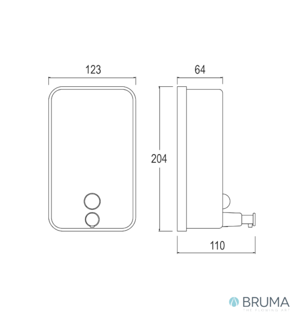 MEDIDAS DOSIFICADOR JABON LIQUIDO MURAL INTERIOR PVC BRUMA