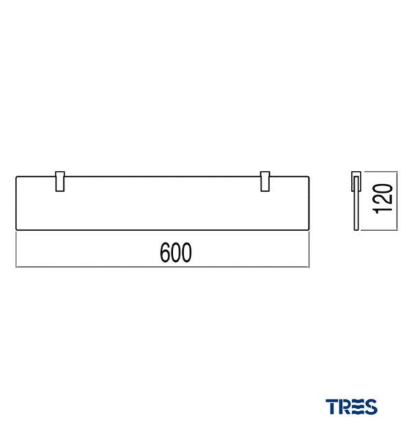 MEDIDAS REPISA CRISTAL TRANSPARENTE 600mm LOFT TRES GRIFERIA