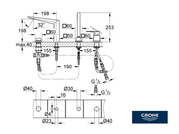 MONOMANDO BAÑO SOBRE REPISA ALLURE BRILLIANT GROHE