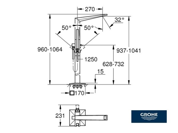 MONOMANDO BAÑO A SUELO ALLURE BRILLIANT GROHE