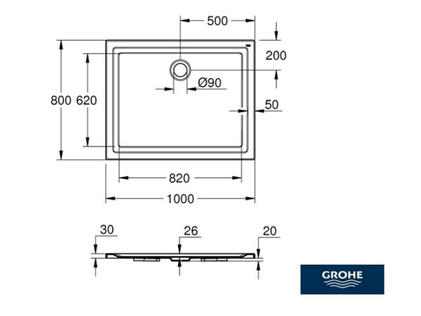 PLATO DUCHA RECTANGULAR ACRILICO GROHE