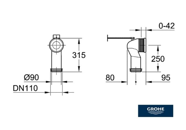 CODO CONEXION INODORO SALIDA VERTICAL GROHE