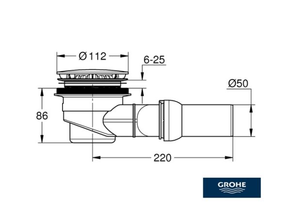 VALVULA PLATO DUCHA SALIDA HORIZONTAL GROHE