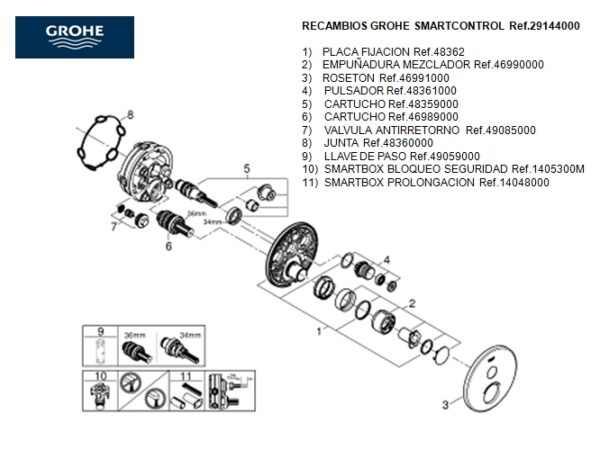 MEZCLADOR DUCHA EMPOTRADO SMARTCONTROL GROHE