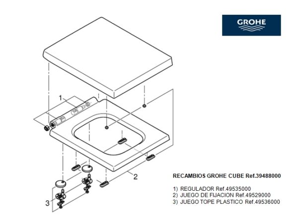 ASIENTO y TAPA INODORO CUBE GROHE