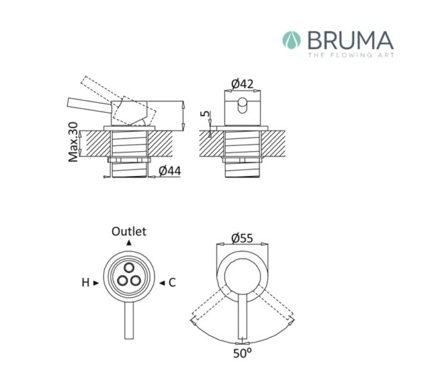 MONOMANDO LAVABO SOBRE ENCIMERA LUSITANO BRUMA